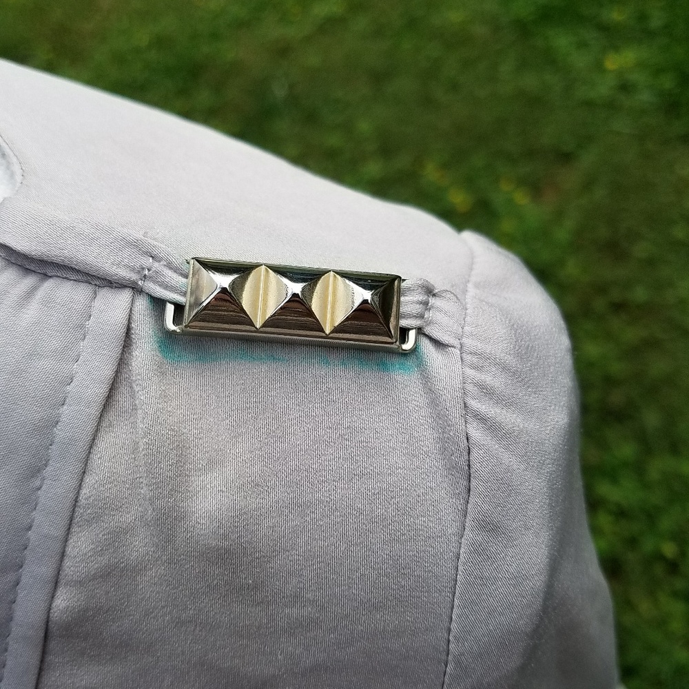 Zara Basic Studded Shoulder V Neck Blouse Xs - image 5